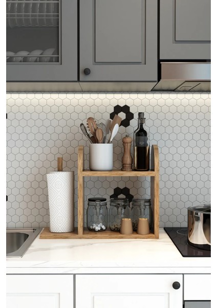 Kağıt Havluluklu Mutfak Rafı Tezgah Üstü Masa Üstü Peçetelik Raf Çam-Beyaz-Antrasit modelleri