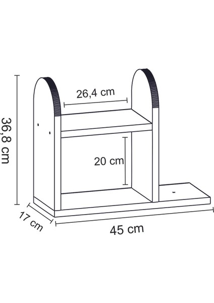 Kağıt Havluluklu Mutfak Rafı Tezgah Üstü Masa Üstü Peçetelik Raf Çam-Beyaz-Antrasit