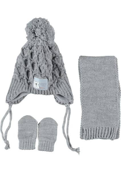 Erkek Bebek Bere Bandana Eldiven 3’lü Takım