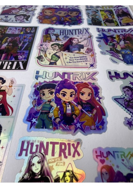 Kpop Demon Hunters Sticker Seti | Holografik K-Pop Anime Karakter modelleri