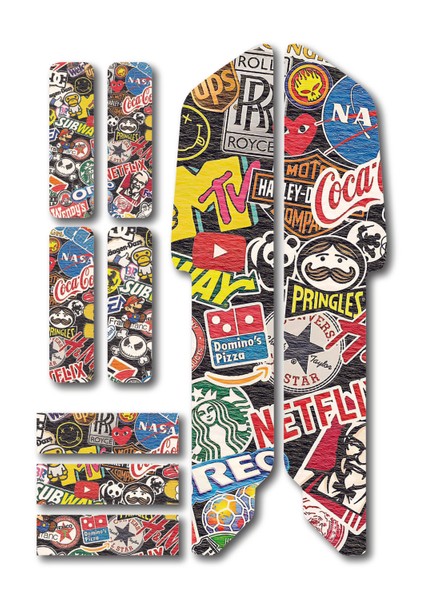 Brands Bisiklet Sticker Seti 9 Parça – Renkli Maşa Kadro Etiketi