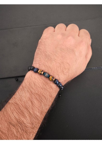 Trabzon Gümüş Kazaz-8 mm Mavi Kaplangözü-Rondela Kaplangözü Doğaltaş Bileklik Takı Aksesuar Erkek Bileklik modelleri