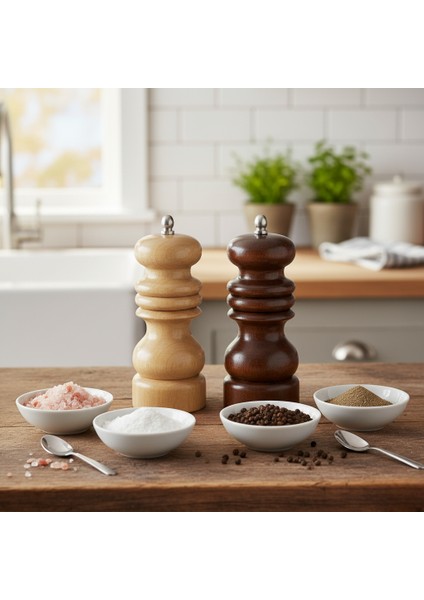 Ahşap Kaya Tuzu ve Karabiber Değirmeni fırsatları