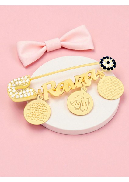 925 Ayar Gümüş Bebek Iğnesi Isimli Bebek Maşallah Iğnesi Bebek Yaka Iğnesi Bebek Nazarlık Iğne Altın