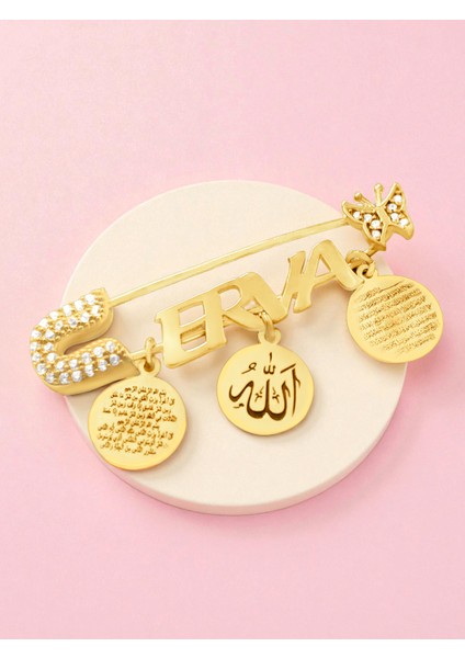 925 Ayar Gümüş Bebek Iğnesi Isimli Bebek Maşallah Iğnesi Bebek Yaka Iğnesi Bebek Nazarlık Iğne Altın modelleri