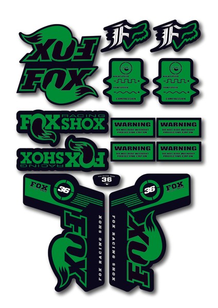 Fox 36 Bisiklet Maşa Sticker Seti – 15 Parça | Fox Racing Shox Etiket Takımı