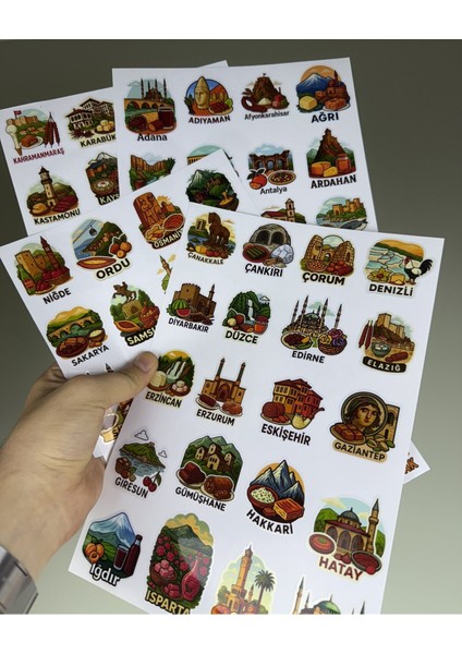 81 Il Temalı Türkiye Sticker Seti (4 Sayfa) – Seyahat, Ajanda, Valiz ve Laptop Etiketi fiyatları