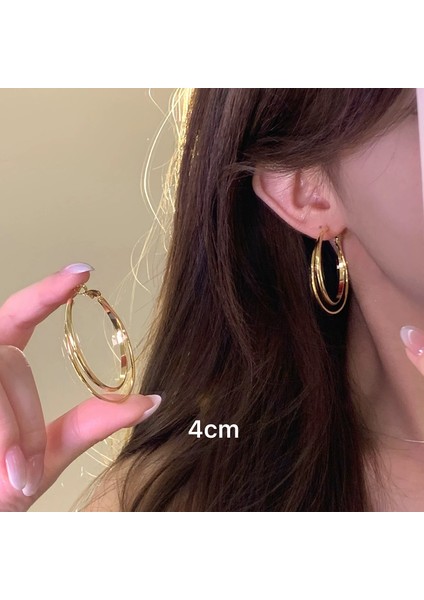 Tatlı ve Havalı Stil Seki Kız Düz Halka Küpeler Yeni Basit Yuvarlak Yüz Küpeleri Benzersiz Daire Küpeler (Yurt Dışından)