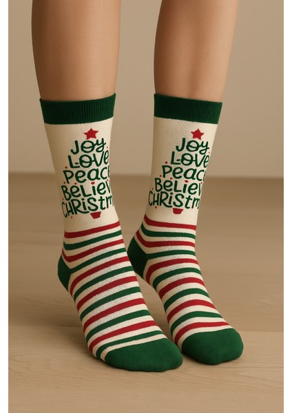 Yılbaşı Soket Çorap Ekru modelleri