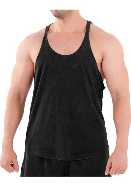 Kingsize Darksteel Antik Yıkamalı Atlet Siyah