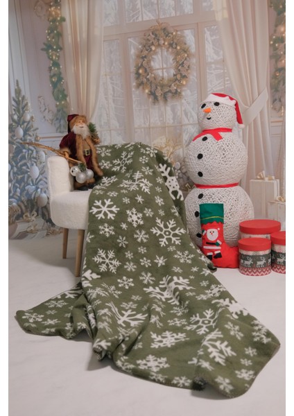 Kar Taneleri Yeşil Battaniye (150X200 Cm)