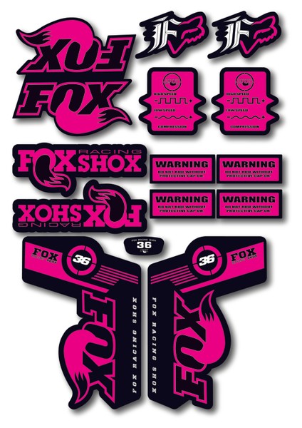 Fox 36 Bisiklet Maşa Sticker Seti – 15 Parça | Fox Racing Shox Etiket Takımı