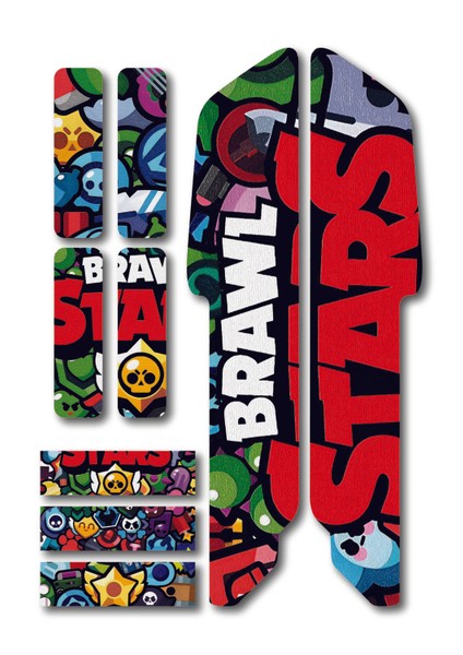 Brawl Stars Sticker Seti 9 Parça – Renkli Maşa Kadro Etiketi
