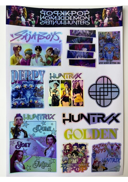 Kpop Demon Hunters Sticker Seti | Holografik K-Pop Anime Karakter