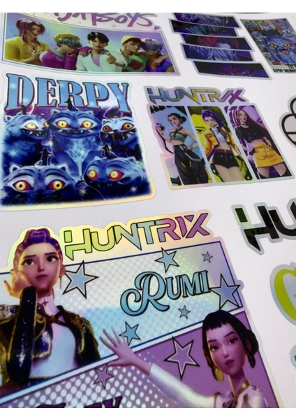 Kpop Demon Hunters Sticker Seti | Holografik K-Pop Anime Karakter modelleri