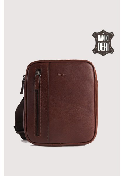 Hakiki Deri Erkek Postacı Çantası Taba SMR9250