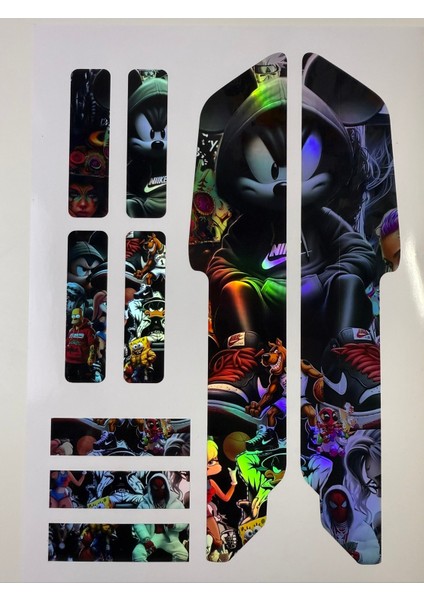 Dark Bisiklet Sticker Seti 9 Parça – Renkli Maşa Kadro Etiketi Hologram