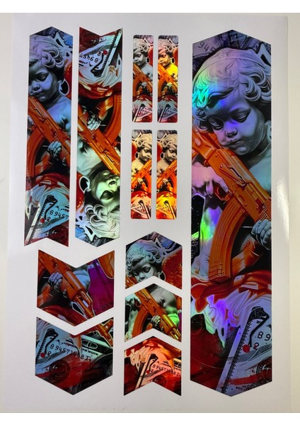 Angel Bisiklet Sticker Seti 9 Parça – Renkli Maşa Kadro Etiketi Hologram