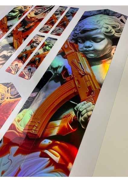 Angel Bisiklet Sticker Seti 9 Parça – Renkli Maşa Kadro Etiketi Hologram modelleri