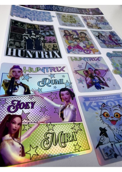 Kpop Demon Hunters Sticker Seti | Holografik K-Pop Anime Karakter modelleri