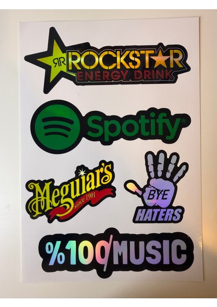 Rockstar,spotify,meguiars,laptop Sticker ( Etiket ) Notebook,kask, Bisiklet, Motosiklet,