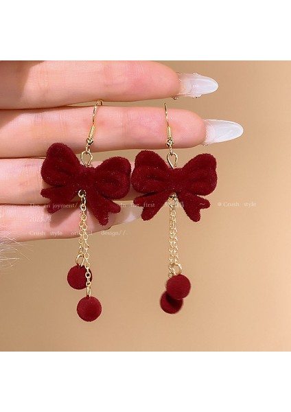 Bordo Kadife Küpeler Havadar Küpeler (Yurt Dışından)