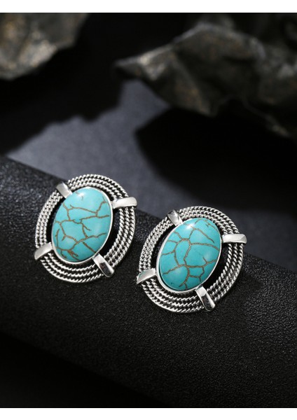 Vintage Turkuaz Küpeler Duygu Küpeleri Tasarım Niş Küpeler Kadın Küpeleri Damla Küpeler Çemberler (Yurt Dışından)