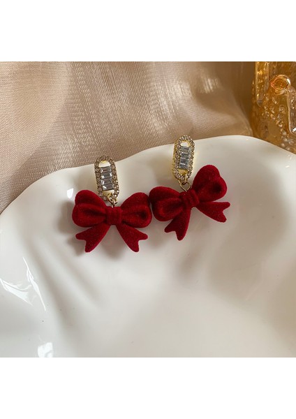 Bordo Kadife Küpeler Havadar Küpeler (Yurt Dışından)