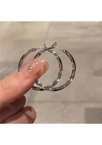 Tatlı ve Havalı Stil Seki Kız Düz Halka Küpeler Yeni Basit Yuvarlak Yüz Küpeleri Benzersiz Daire Küpeler (Yurt Dışından)