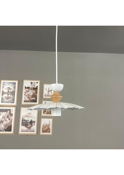 Moriva Beyaz Metal Avize Q Şapka Başlık Tekli Rustik Cafe Modern Sarkıt Aydınlatma