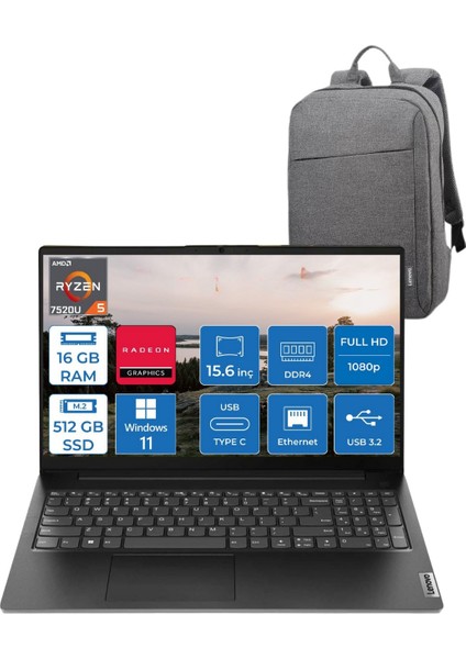 Nb Ryzen-5 7520U 16GB 512SSD 0/b 15.6 W11P 82YU0123TX Dizüstü Bilgisayar