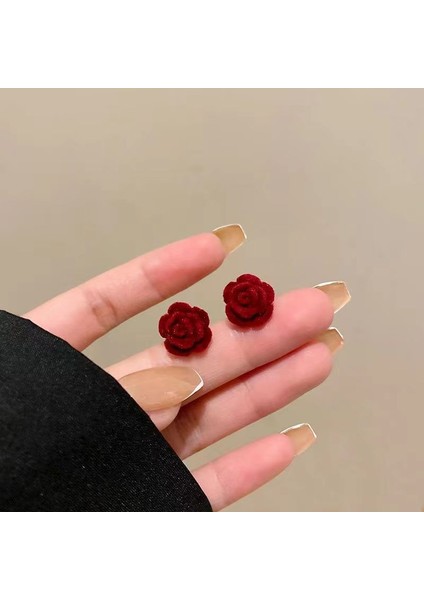 Bordo Kadife Küpeler Havadar Küpeler (Yurt Dışından)