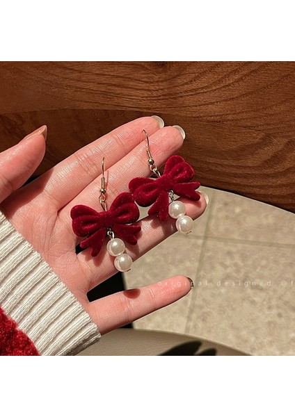 Bordo Kadife Küpeler Havadar Küpeler (Yurt Dışından)
