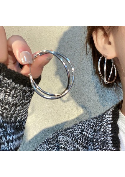 Avrupa ve Amerika Birleşik Devletleri Kişilik Büyük Daire Küpeler Kadın Kıdemli Küpe Duygusu Moda Mizaç Basit Küpeler Küpeler Kulak Aksesuarları (Yurt Dışından)