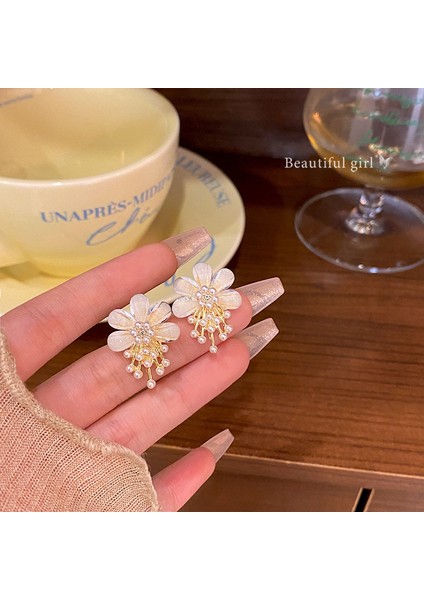 Kadınlar Için 925 Ayar Gümüş Püsküllü Çiçek Küpeler, Lüks Uzun Küpeler, Popüler Stil (Yurt Dışından)