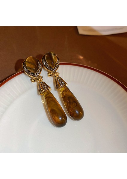 Maillard Kaplan Gözü Taşlı Küpeler - Kadınlar Için Vintage, Çok Yönlü, Zarif, Lüks, Sade ve Şık Küpeler (Yurt Dışından)