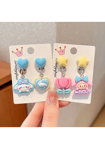 Deliksiz Çocuk Kulak Klipsleri Kulağa Zarar Vermez Kızlar Kulome Aksesuarları Bebek Yeni Sevimli Prenses Küpe Yüzük (Yurt Dışından)