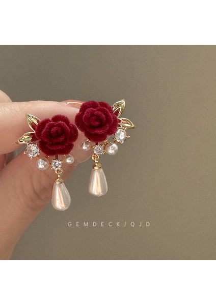 Bordo Kadife Küpeler Havadar Küpeler (Yurt Dışından)