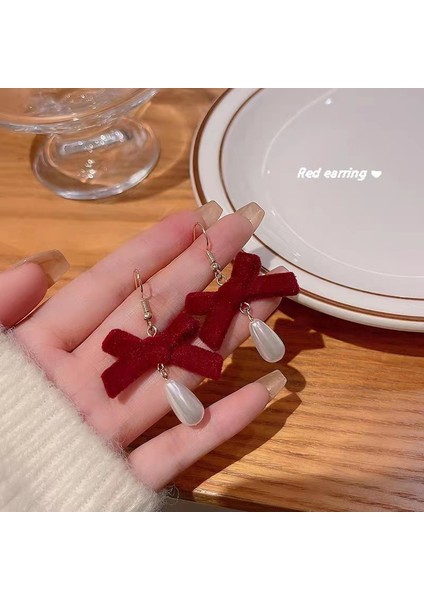 Bordo Kadife Küpeler Havadar Küpeler (Yurt Dışından)