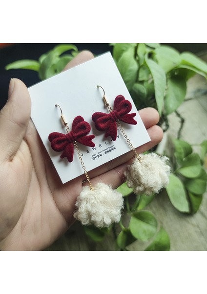 Bordo Kadife Küpeler Havadar Küpeler (Yurt Dışından)