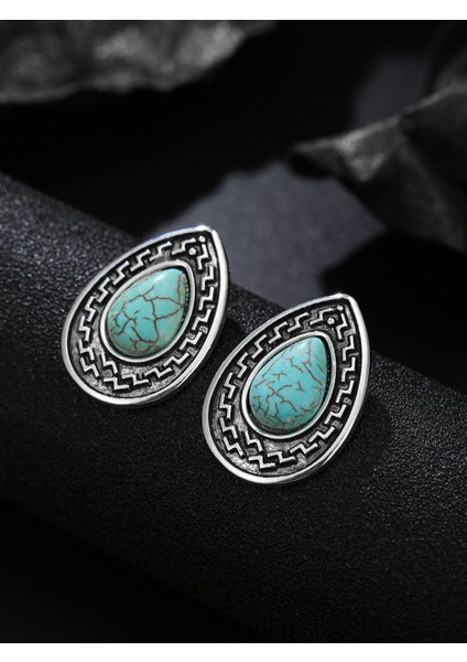 Vintage Turkuaz Küpeler Duygu Küpeleri Tasarım Niş Küpeler Kadın Küpeleri Damla Küpeler Çemberler (Yurt Dışından)