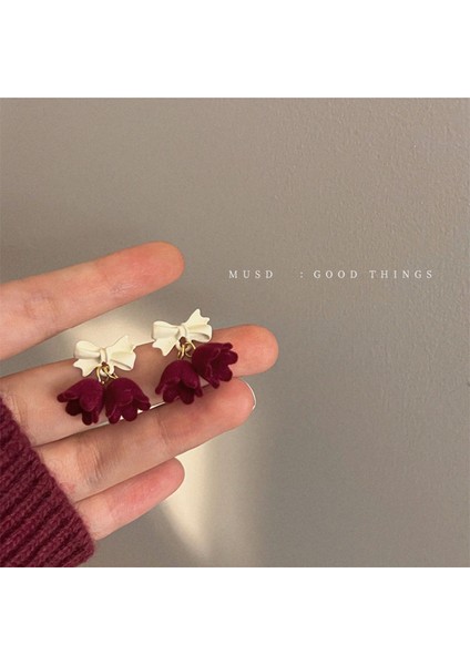 Bordo Kadife Küpeler Havadar Küpeler (Yurt Dışından)