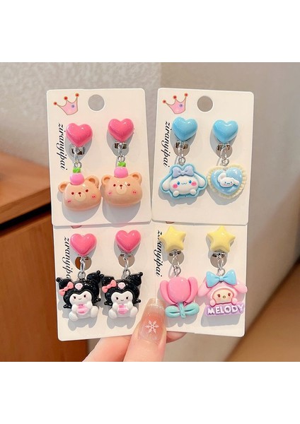 Deliksiz Çocuk Kulak Klipsleri Kulağa Zarar Vermez Kızlar Kulome Aksesuarları Bebek Yeni Sevimli Prenses Küpe Yüzük (Yurt Dışından)