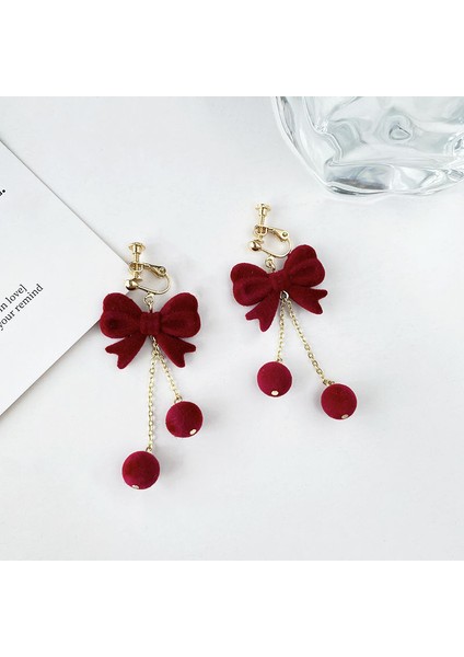 Bordo Kadife Küpeler Havadar Küpeler (Yurt Dışından)