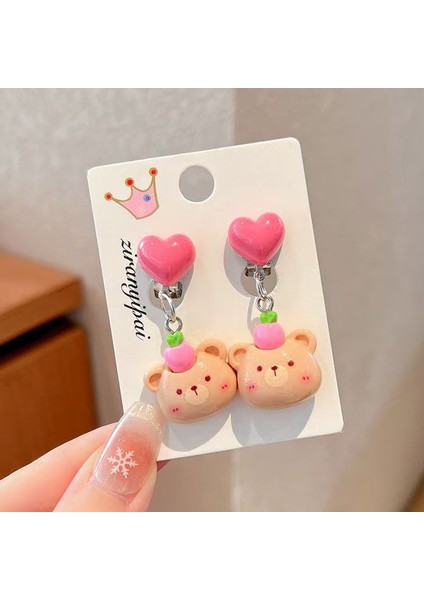 Deliksiz Çocuk Kulak Klipsleri Kulağa Zarar Vermez Kızlar Kulome Aksesuarları Bebek Yeni Sevimli Prenses Küpe Yüzük (Yurt Dışından)