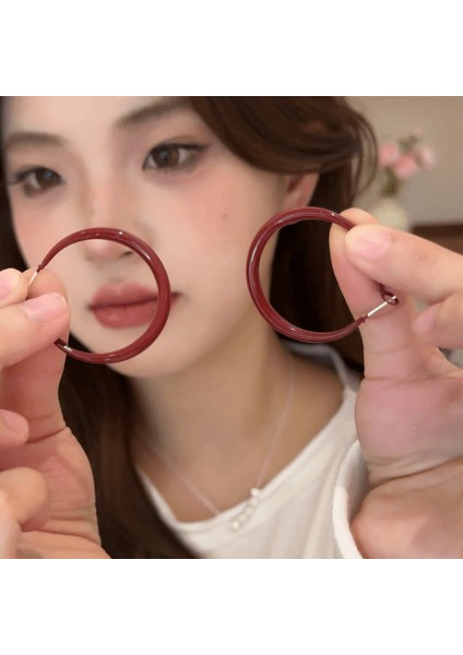 Tatlı ve Havalı Stil Seki Kız Düz Halka Küpeler Yeni Basit Yuvarlak Yüz Küpeleri Benzersiz Daire Küpeler (Yurt Dışından)