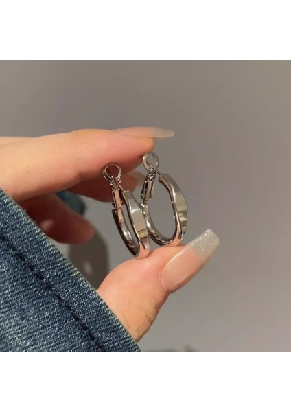 Tatlı ve Havalı Stil Seki Kız Düz Halka Küpeler Yeni Basit Yuvarlak Yüz Küpeleri Benzersiz Daire Küpeler (Yurt Dışından)