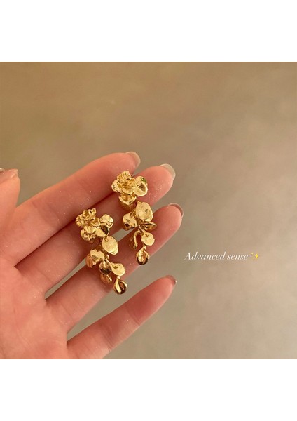 Kadınlar Için 925 Ayar Gümüş Püsküllü Çiçek Küpeler, Lüks Uzun Küpeler, Popüler Stil (Yurt Dışından)