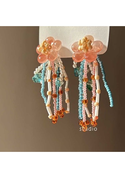 Kadınlar Için Tatil Tarzı Çiçekli Küpeler, Benzersiz ve Atılı Büyük Boy, Plaj Temalı Küpeler (Yurt Dışından)