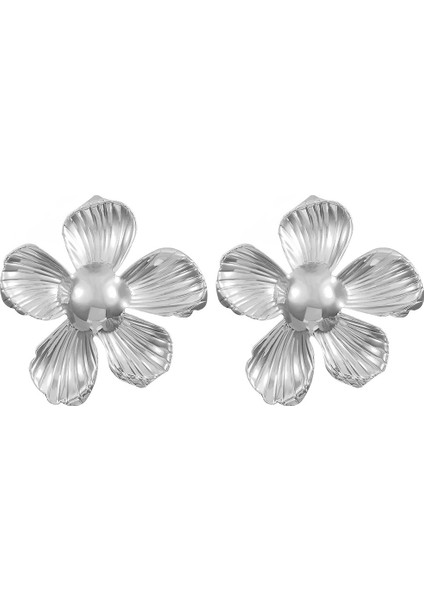 Kadınlar Için Avrupa ve Amerikan Tarzı Metalik Pürüzsüz Katlanır Küpeler, Geometrik Taç Yaprağı Küpeler (Yurt Dışından)